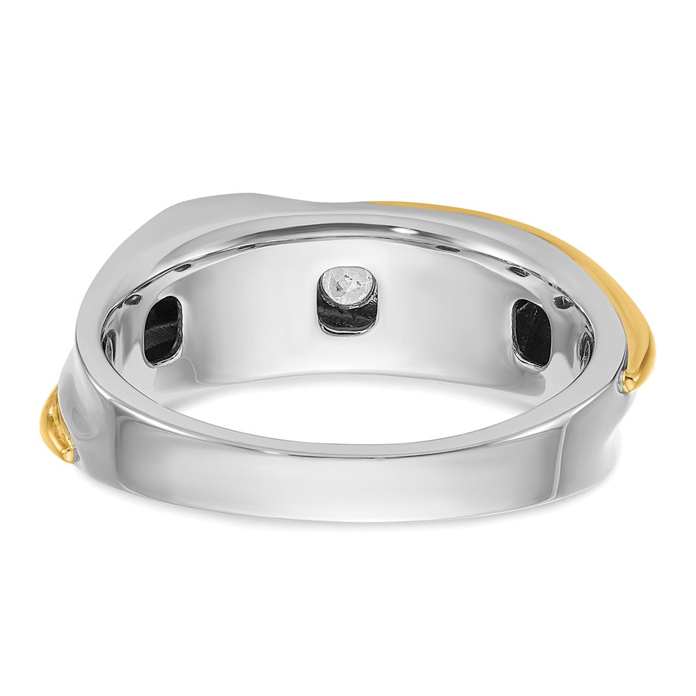 14k Two-tone Men's Polished and Grooved 5-Stone 1/2 Carat AA Quality Diamond Ring