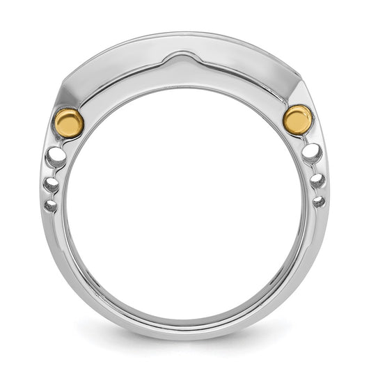 14k Two-tone Men's Polished and Textured 5-Stone 1 Carat AA Quality Diamond Ring