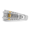 14k Two-tone Men's Polished and Textured 5-Stone 1 Carat AA Quality Diamond Ring