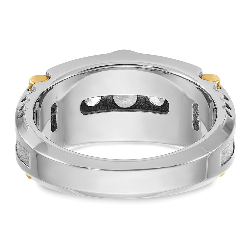 14k Two-tone Men's Polished and Textured 5-Stone 1 Carat AA Quality Diamond Ring