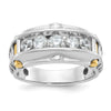14k Two-tone Men's Polished and Textured 5-Stone 1 Carat AA Quality Diamond Ring