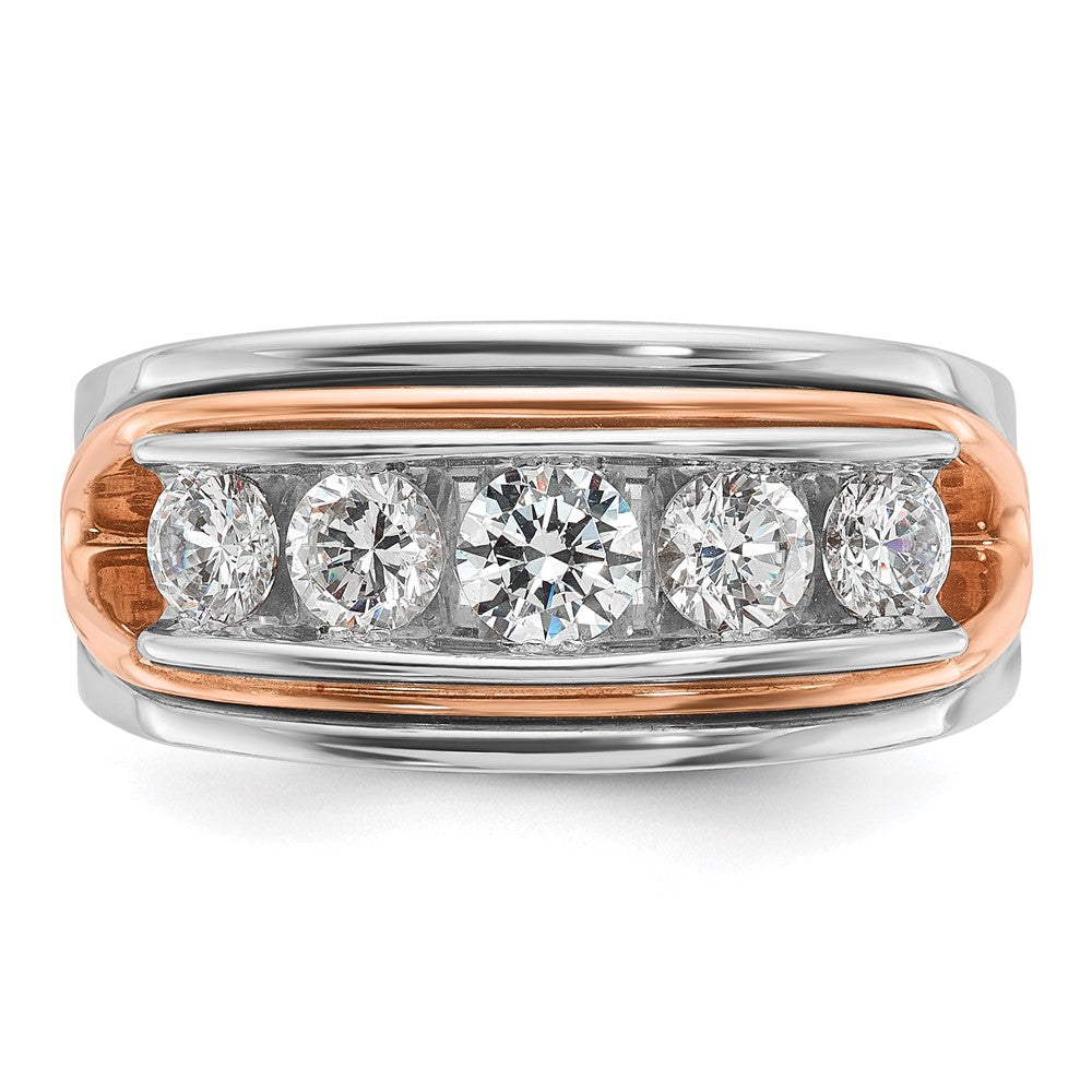 IBGoodman 14k White and Rose Gold Men's Polished and Cut-Out 5-Stone Ring Mounting