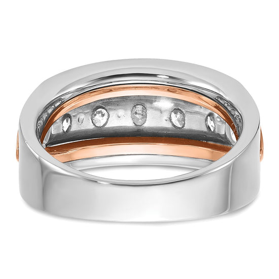 IBGoodman 14k White and Rose Gold Men's Polished and Cut-Out 5-Stone Ring Mounting