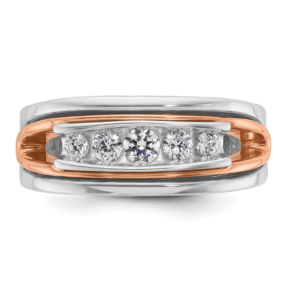 IBGoodman 14k Rose and White Gold Men's Polished Cut-Out 5-Stone Ring Mounting