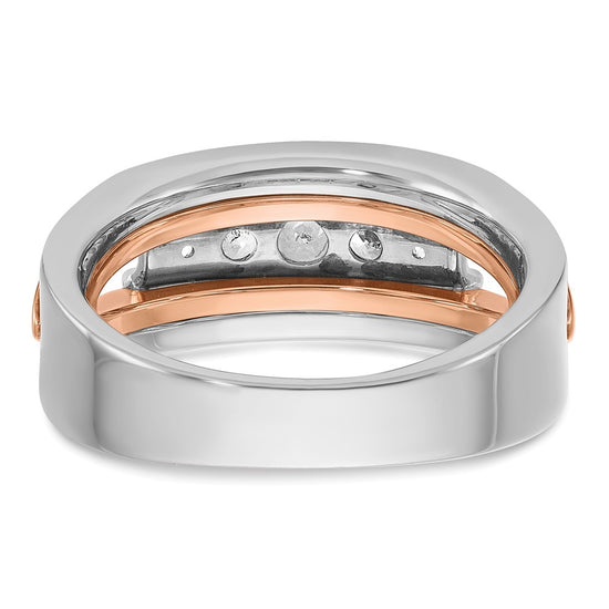 IBGoodman 14k Rose and White Gold Men's Polished Cut-Out 5-Stone Ring Mounting