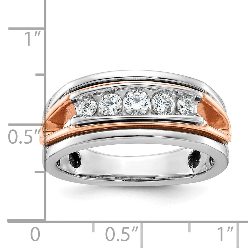 IBGoodman 14k Rose and White Gold Men's Polished Cut-Out 5-Stone Ring Mounting