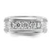 14k White Gold Men's Polished Brushed and Grooved 5-Stone 1 Carat AA Quality Diamond Ring