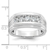 14k White Gold Men's Polished Brushed and Grooved 5-Stone 1 Carat AA Quality Diamond Ring