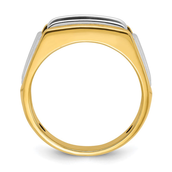 IBGoodman 14k Two-tone Men's Polished and Grooved 3-Stone Ring Mounting
