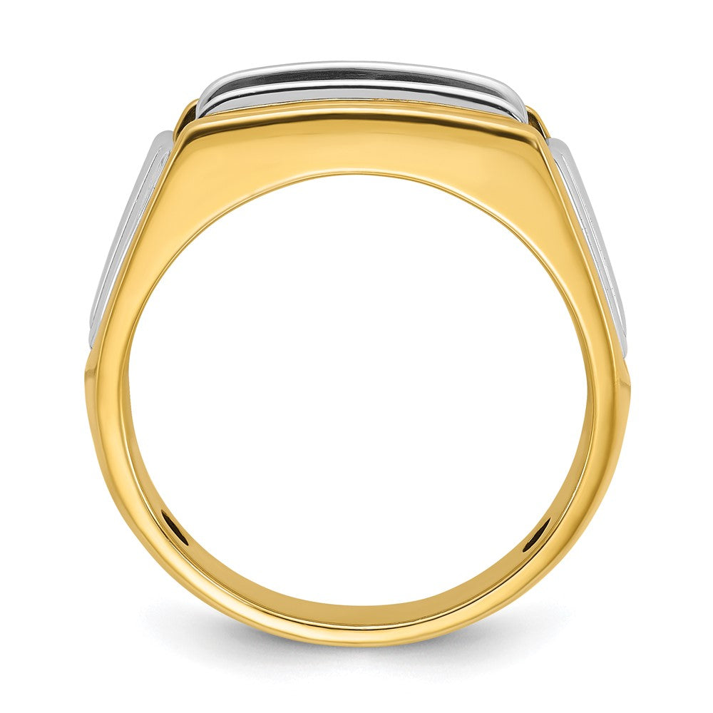 IBGoodman 14k Two-tone Men's Polished and Grooved 3-Stone Ring Mounting