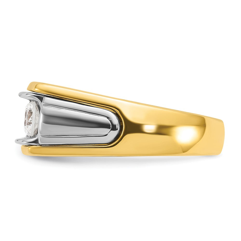 IBGoodman 14k Two-tone Men's Polished and Grooved 3-Stone Ring Mounting
