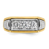 IBGoodman 14k Two-tone Men's Polished and Grooved 3-Stone Ring Mounting