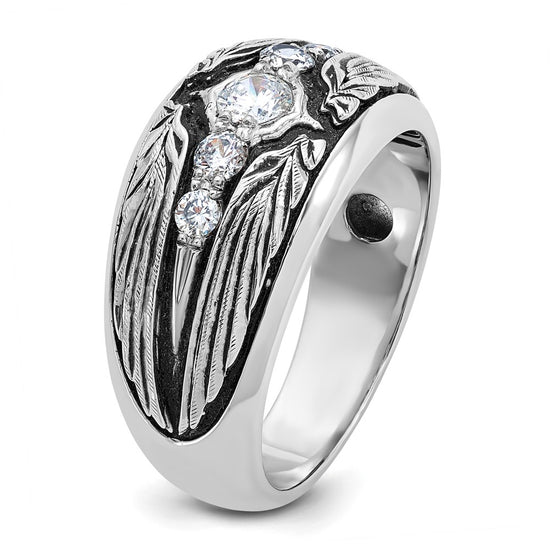 IBGoodman 14k White Gold Men's Polished and Textured 5-Stone Ring Mounting