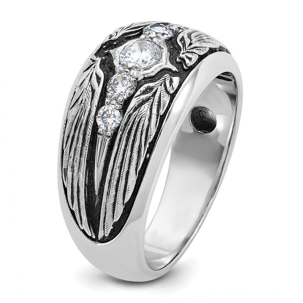 IBGoodman 14k White Gold Men's Polished and Textured 5-Stone Ring Mounting
