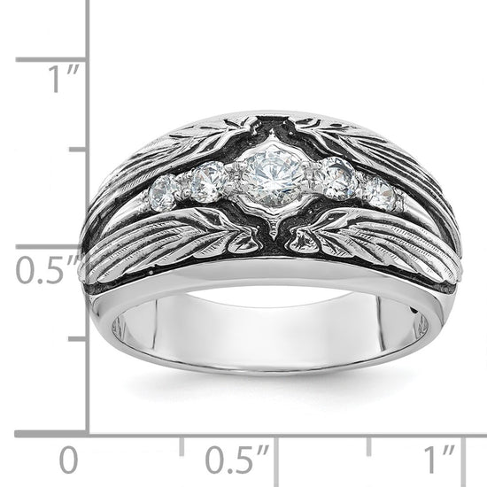 IBGoodman 14k White Gold Men's Polished and Textured 5-Stone Ring Mounting