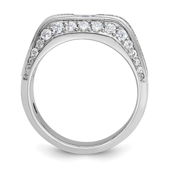 14k White Gold Men's Polished 1 7/8 Carat AA Quality Diamond Ring