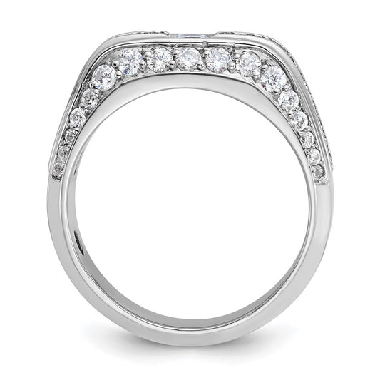 14k White Gold Men's Polished 1 7/8 Carat AA Quality Diamond Ring