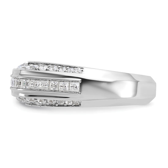 14k White Gold Men's Polished 1 7/8 Carat AA Quality Diamond Ring