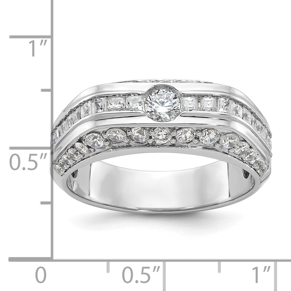 14k White Gold Men's Polished 1 7/8 Carat AA Quality Diamond Ring