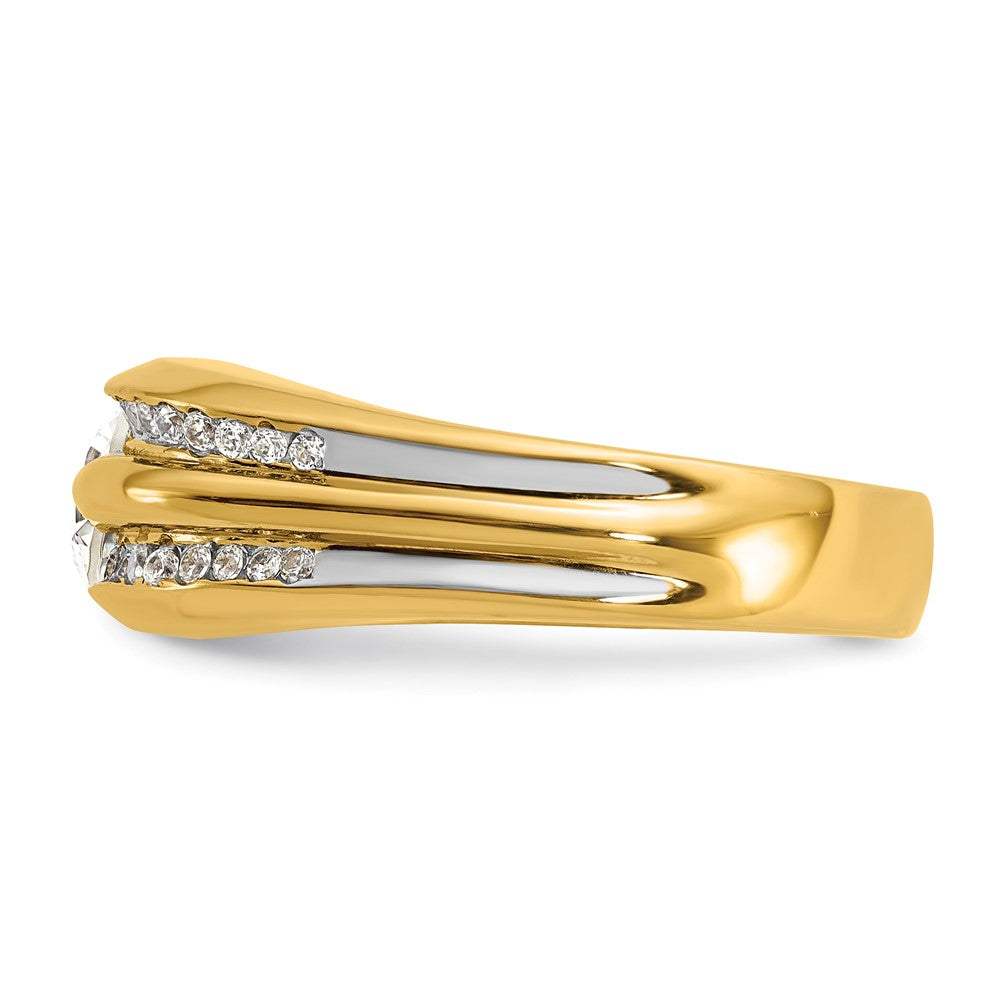 14k Men's Polished 1/3 Carat AA Quality Diamond Semi-Mount Ring