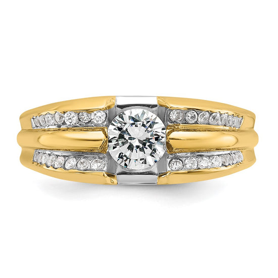 14k Men's Polished 1/3 Carat AA Quality Diamond Semi-Mount Ring