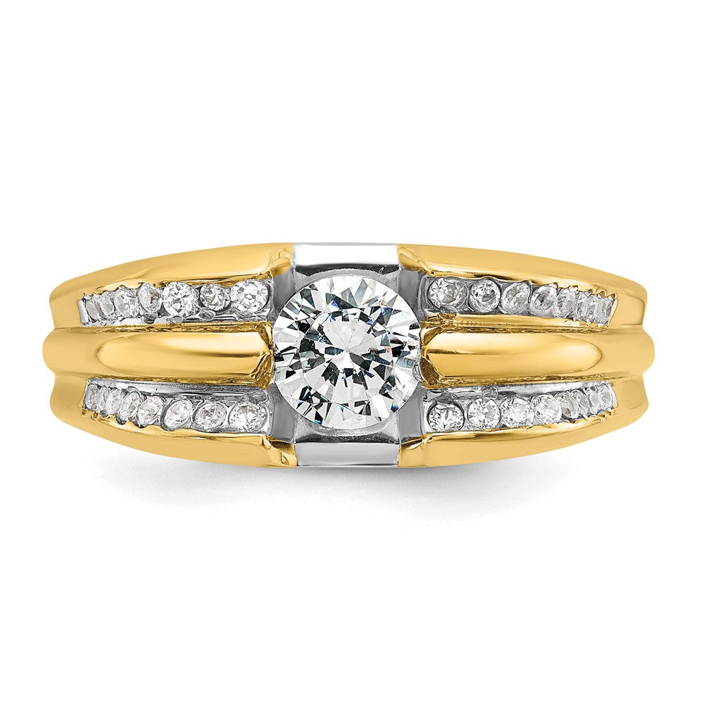 14k Men's Polished 1/3 Carat AA Quality Diamond Semi-Mount Ring