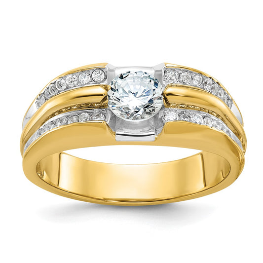14k Men's Polished 1/3 Carat AA Quality Diamond Semi-Mount Ring