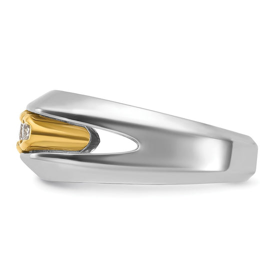 IBGoodman 14k Two-tone Men's Polished Graduated 5-Stone 1/2 Carat AA Quality Diamond Ring