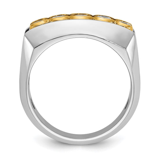 IBGoodman 14k Two-tone Men's Polished Graduated 5-Stone 1 Carat AA Quality Diamond Ring