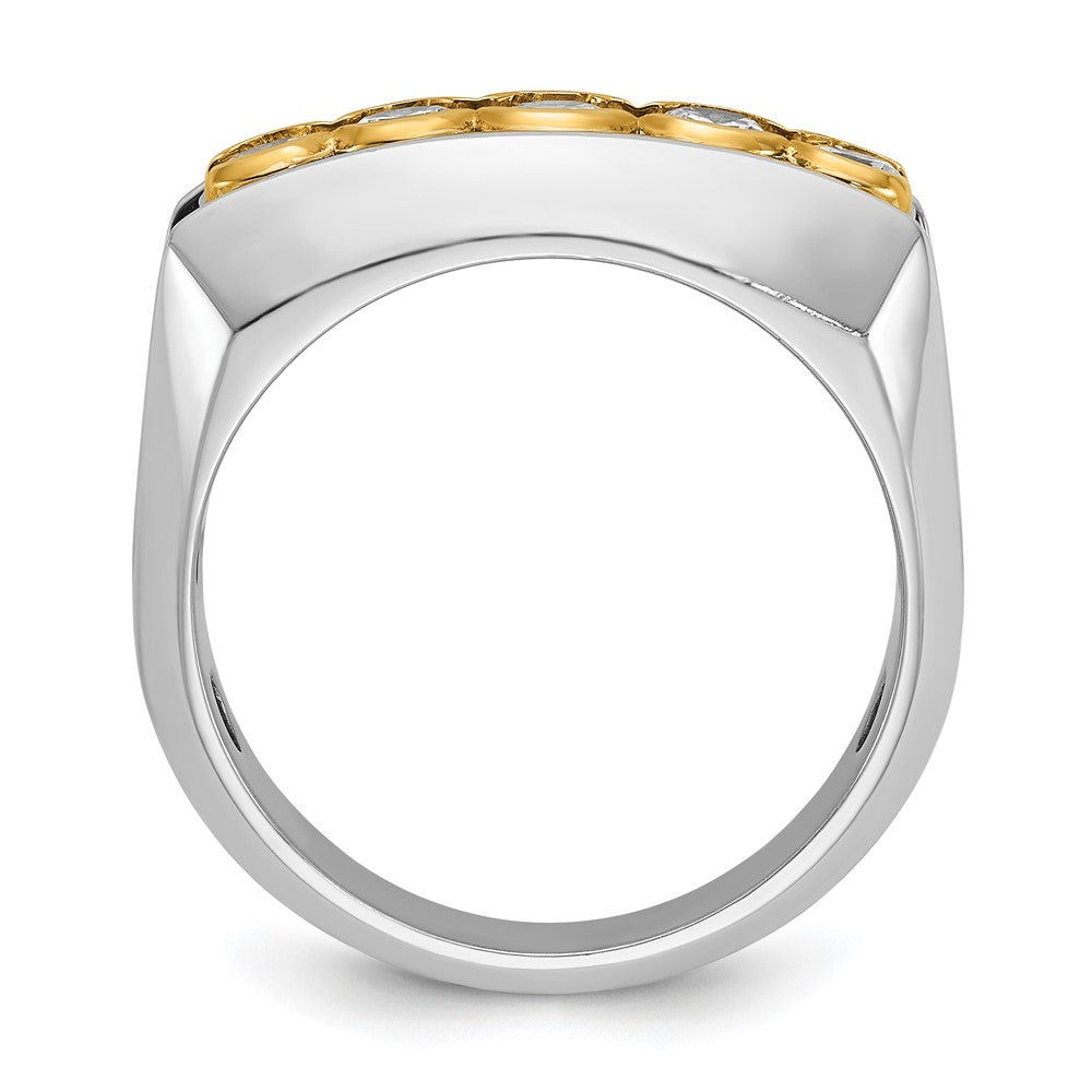 IBGoodman 14k Two-tone Men's Polished Graduated 5-Stone 1 Carat AA Quality Diamond Ring