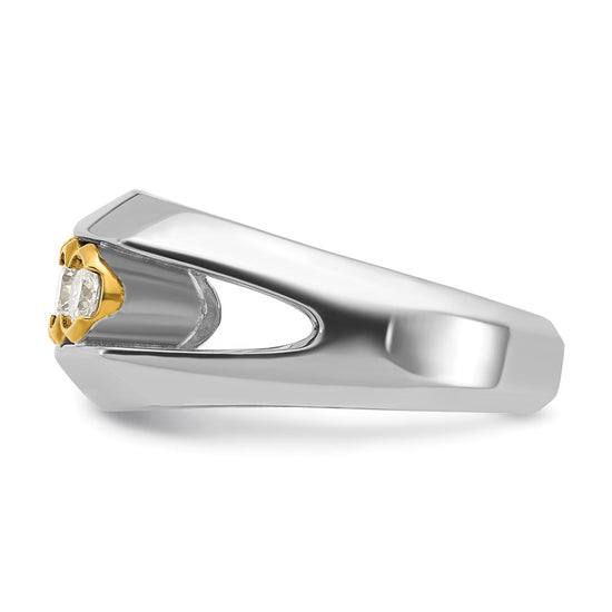 IBGoodman 14k Two-tone Men's Polished Graduated 5-Stone 1 Carat AA Quality Diamond Ring