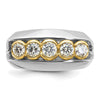 IBGoodman 14k Two-tone Men's Polished Graduated 5-Stone 1 Carat AA Quality Diamond Ring