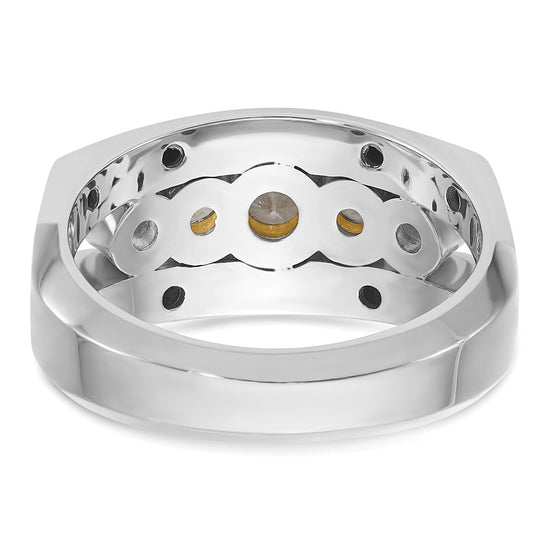 IBGoodman 14k Two-tone Men's Polished Graduated 5-Stone 1 Carat AA Quality Diamond Ring