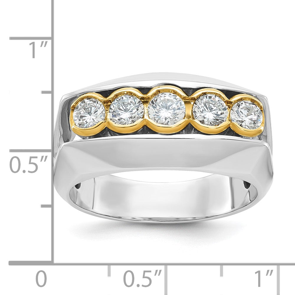IBGoodman 14k Two-tone Men's Polished Graduated 5-Stone 1 Carat AA Quality Diamond Ring