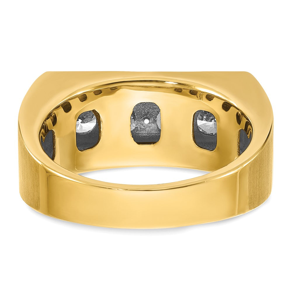 14k Men's Polished and Satin 4-Stone 1 Carat AA Quality Diamond Ring