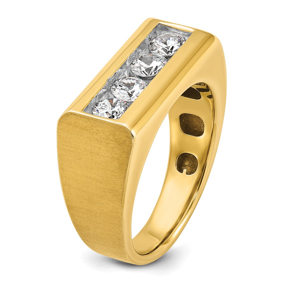 14k Men's Polished and Satin 4-Stone 1 Carat AA Quality Diamond Ring