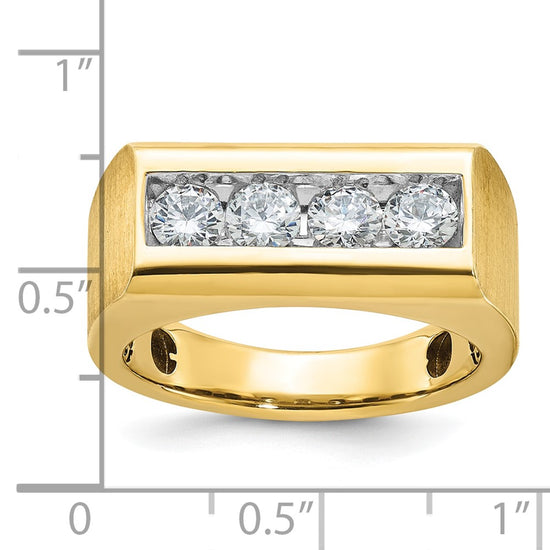 14k Men's Polished and Satin 4-Stone 1 Carat AA Quality Diamond Ring