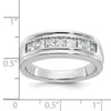 14k White Gold Men's Polished and Grooved 7-Stone Square 1 Carat AA Quality Diamond Ring