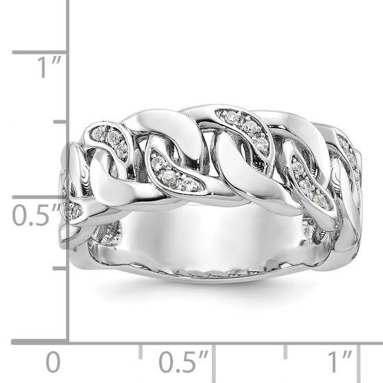 10k White Gold Mens Link Design 1/6 carat Diamond Complete Ring