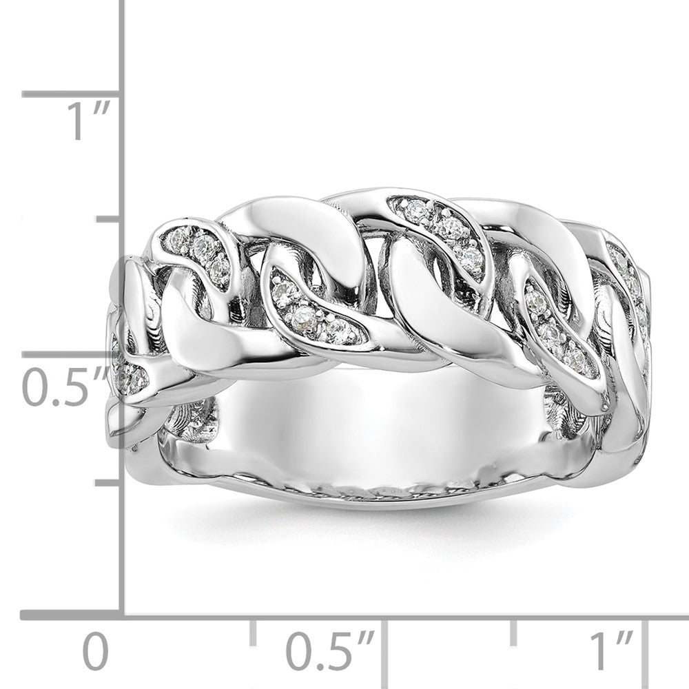 10k White Gold Mens Link Design 1/6 carat Diamond Complete Ring