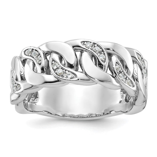 10k White Gold Mens Link Design 1/6 carat Diamond Complete Ring