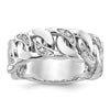 10k White Gold Mens Link Design 1/6 carat Diamond Complete Ring