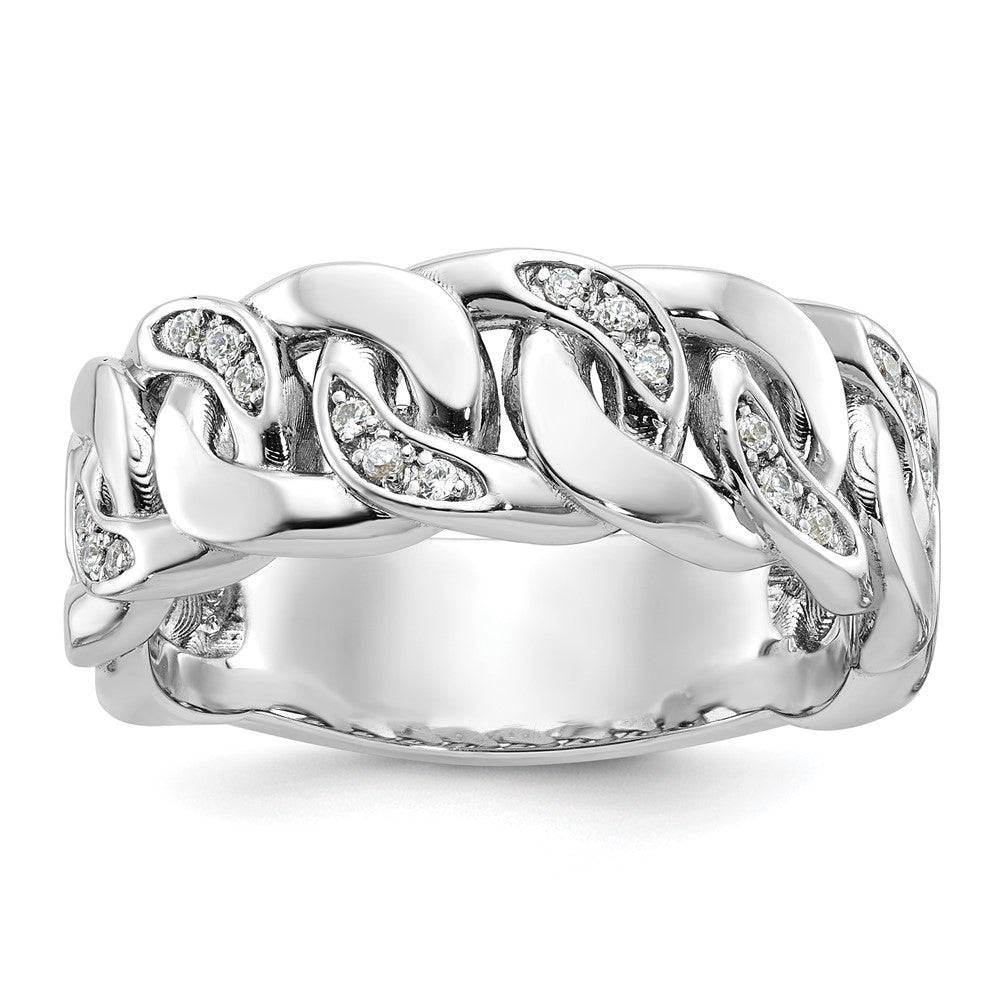 10k White Gold Mens Link Design 1/6 carat Diamond Complete Ring