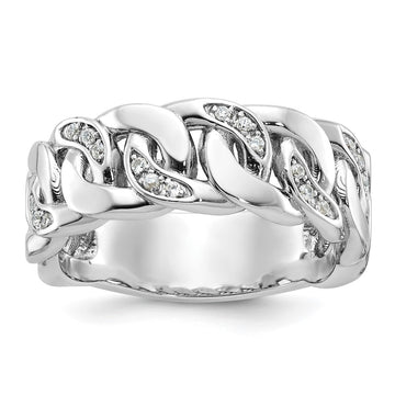 10k White Gold Mens Link Design 1/6 carat Diamond Complete Ring