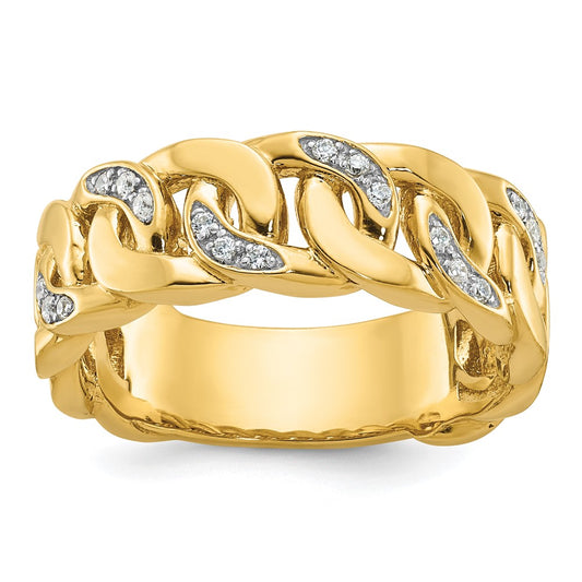 10k Mens Link Design 1/6 carat Diamond Complete Ring