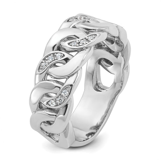 14k White Gold IBGoodman Men's Link Design Diamond Ring Mounting
