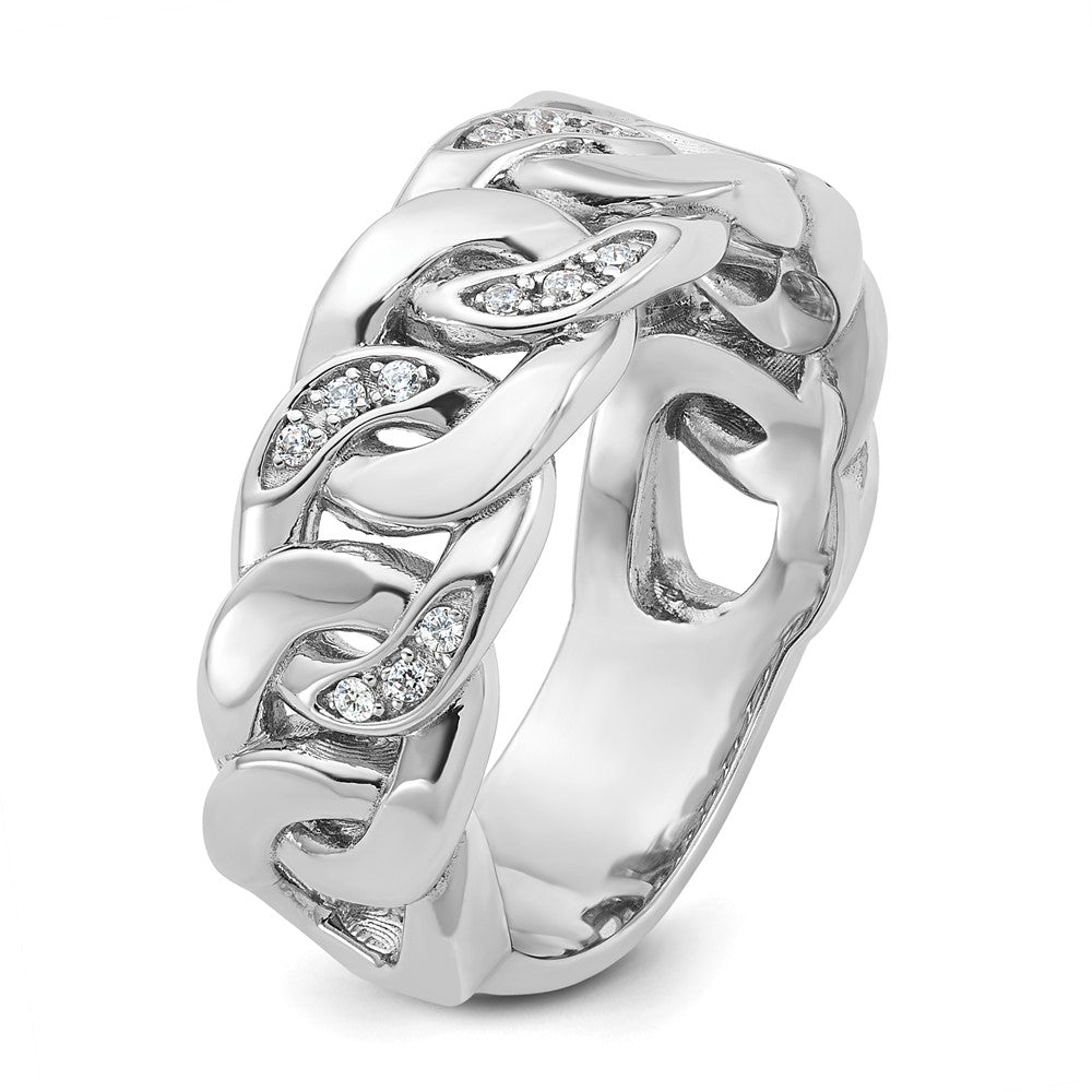 14k White Gold IBGoodman Men's Link Design Diamond Ring Mounting