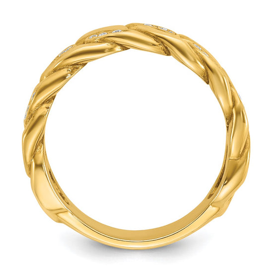 14k Mens Link Design 1/8 carat Diamond Complete Ring