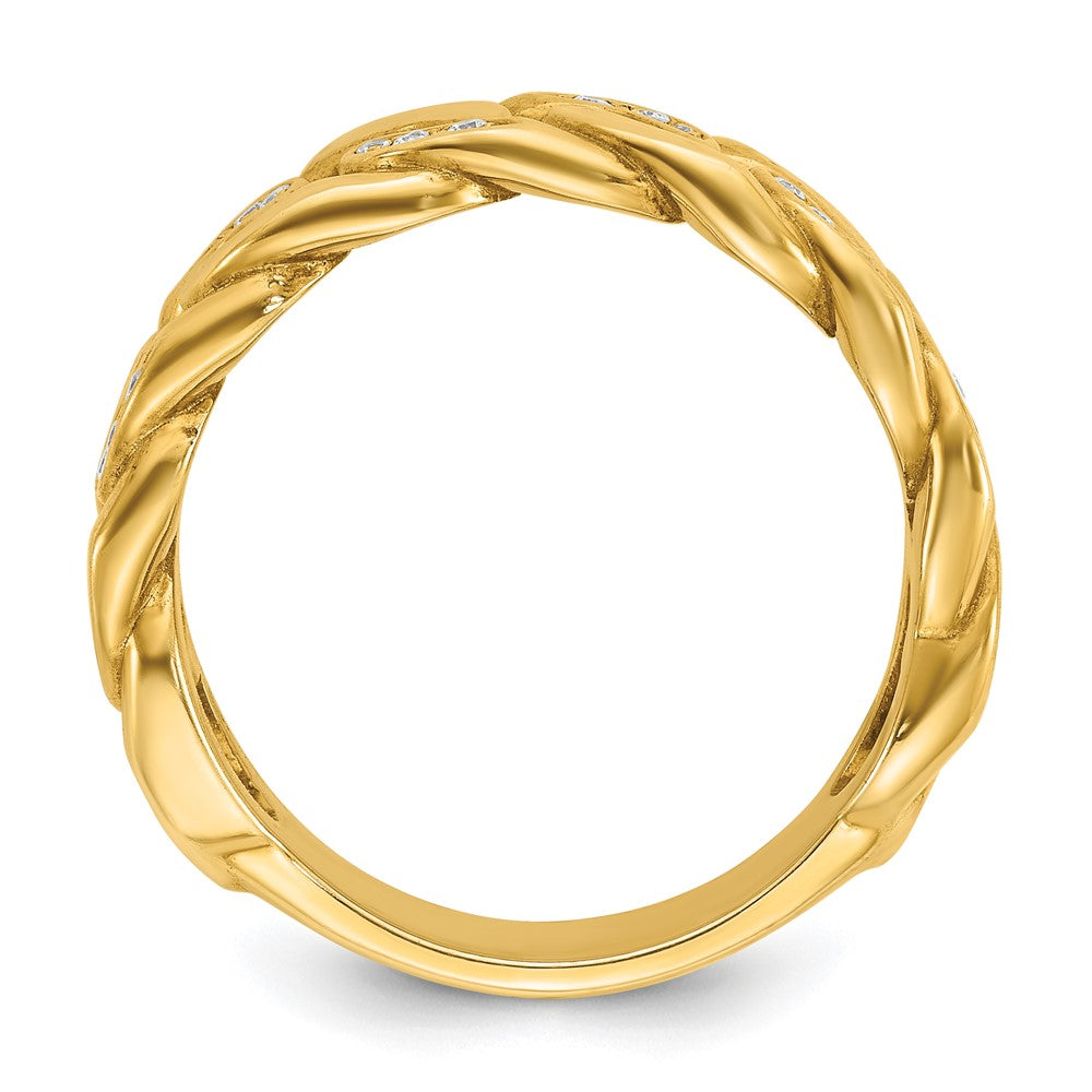 14k Mens Link Design 1/8 carat Diamond Complete Ring