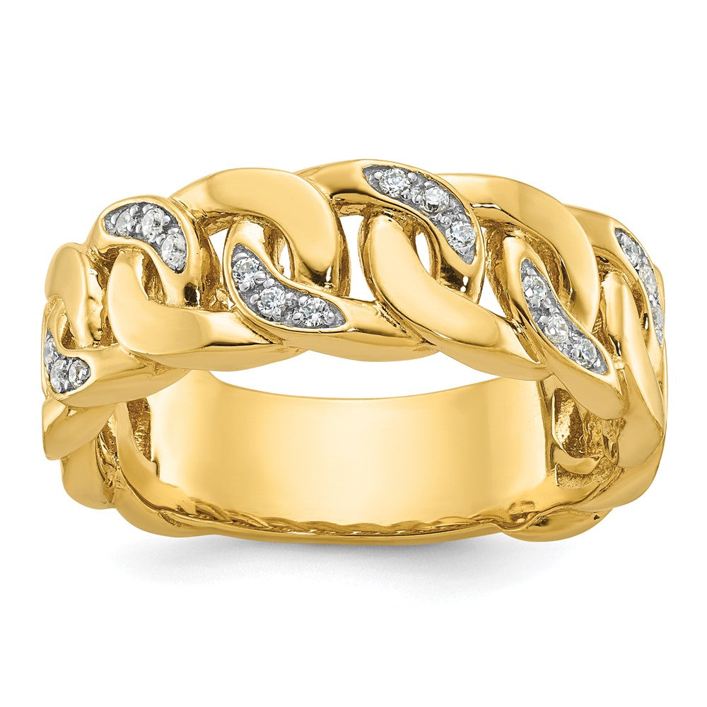 14k Mens Link Design 1/8 carat Diamond Complete Ring